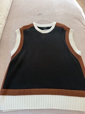 Halogen Black, Brown & Cream Knit Sweater Vest